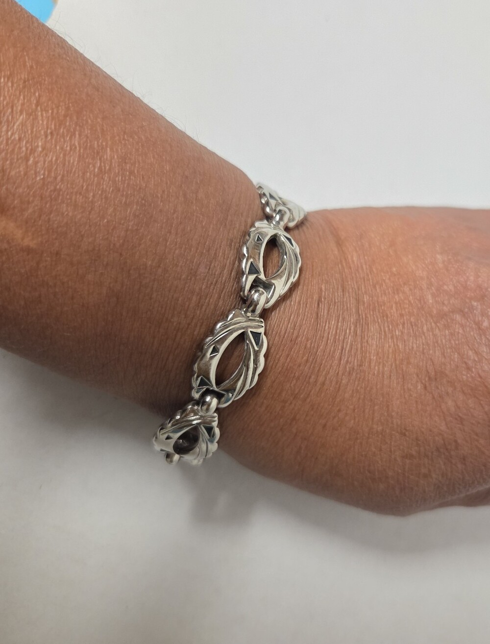 Vintage Taxco Mexico 925 Sterling Silver Open Marquise Link Bracelet 29g
